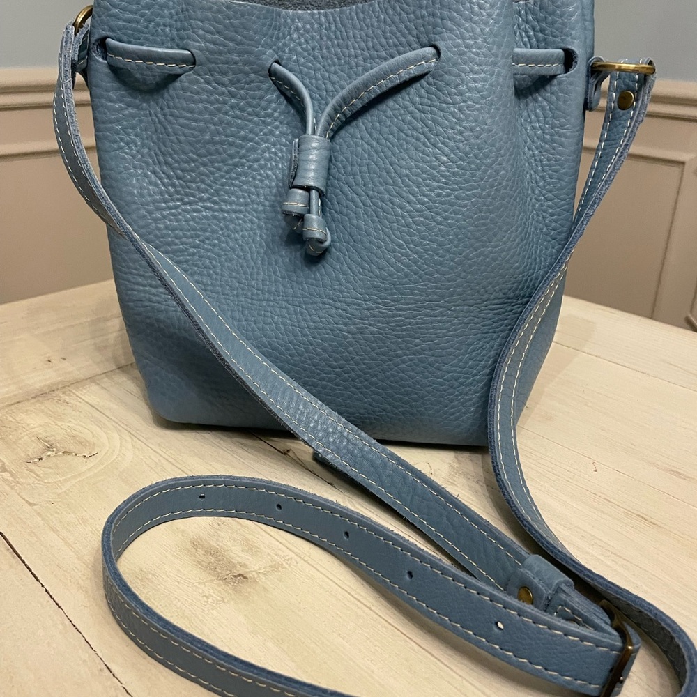 Blue Portland Leather Bucket Bag